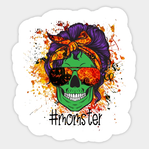 Mom of Mom of Monsters, Halloween Mom Life Skull Sticker by PIIZ